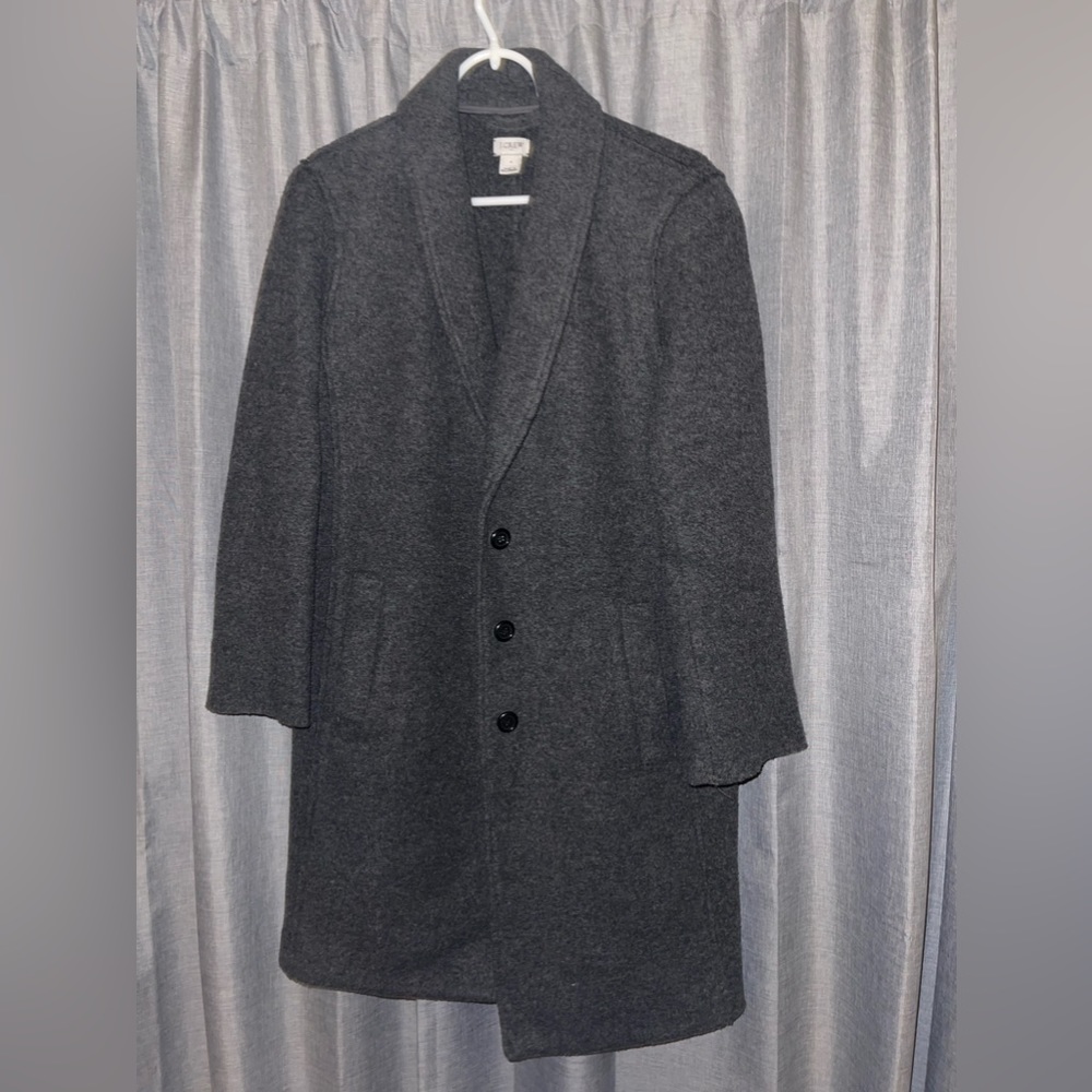 J. CREW wool blend midi button coat gray